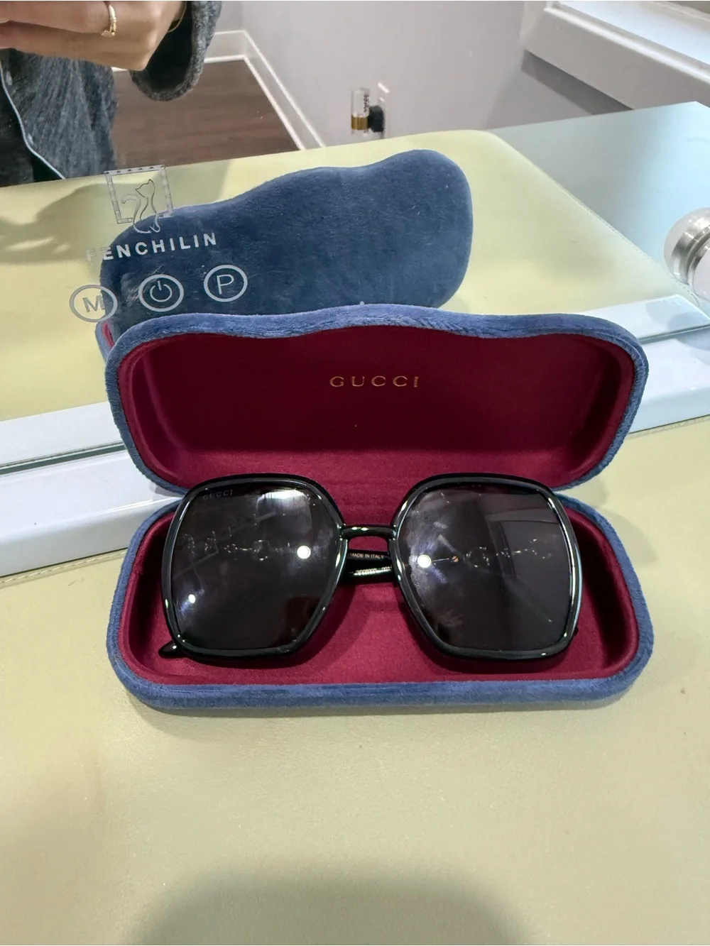 Gucci Black Square Sunglasses with Dark Lenses